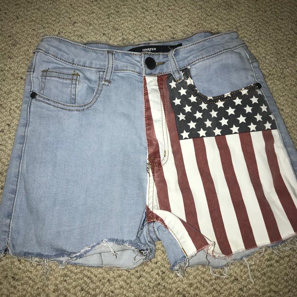 American flag jean shorts